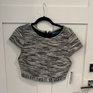 Alice + Olivia Black and Gray Crop Top with zipper back